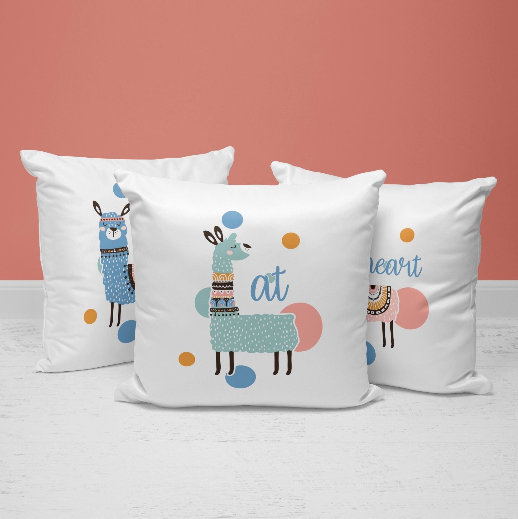 Llama Throw Pillows | Set of 3 | Wild Heart | For Nurseries & Kid's Rooms