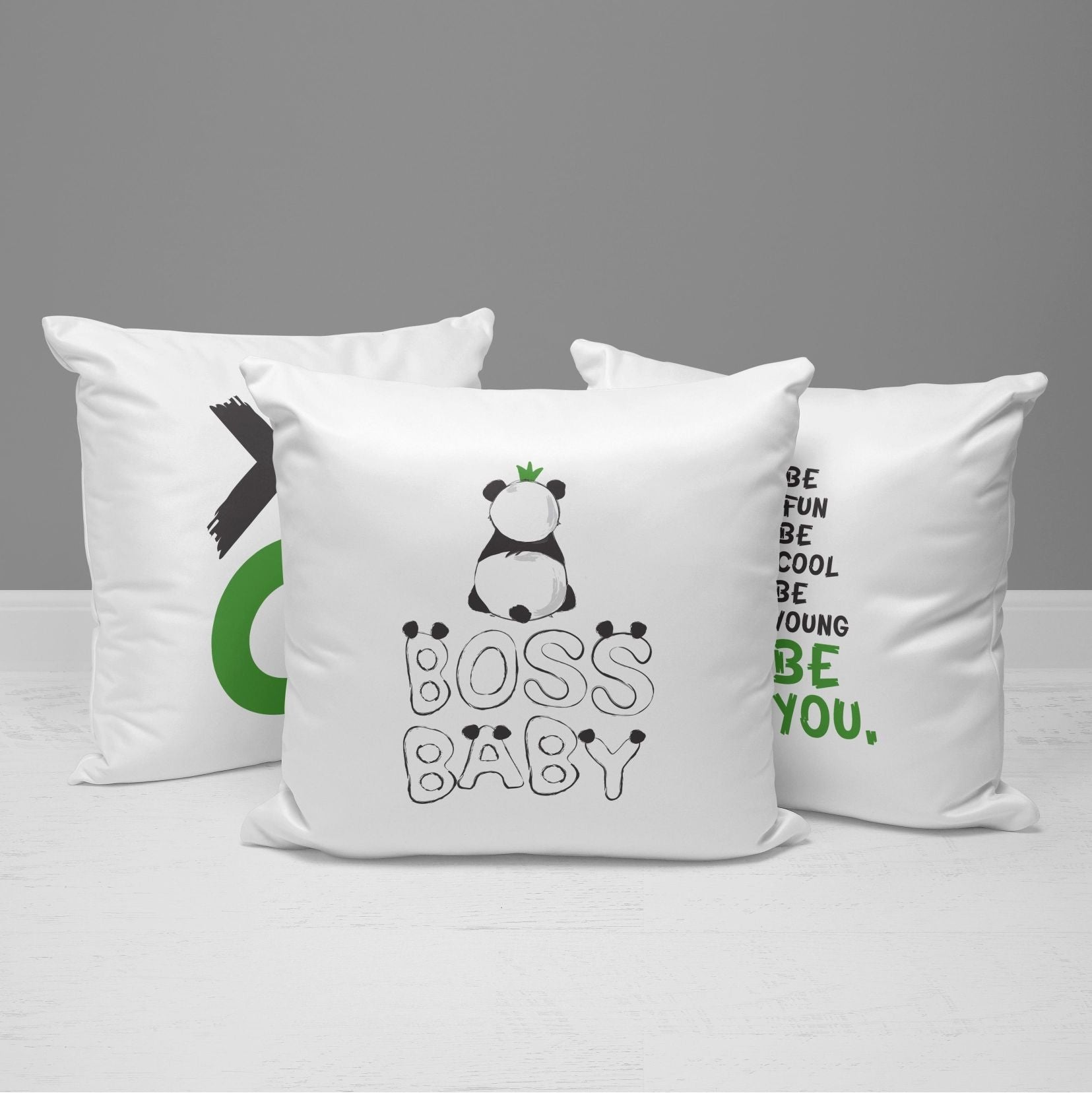 Panda Throw Pillows | Set of 3 | Be YOUtiful | For Nurseries & Kid's Rooms