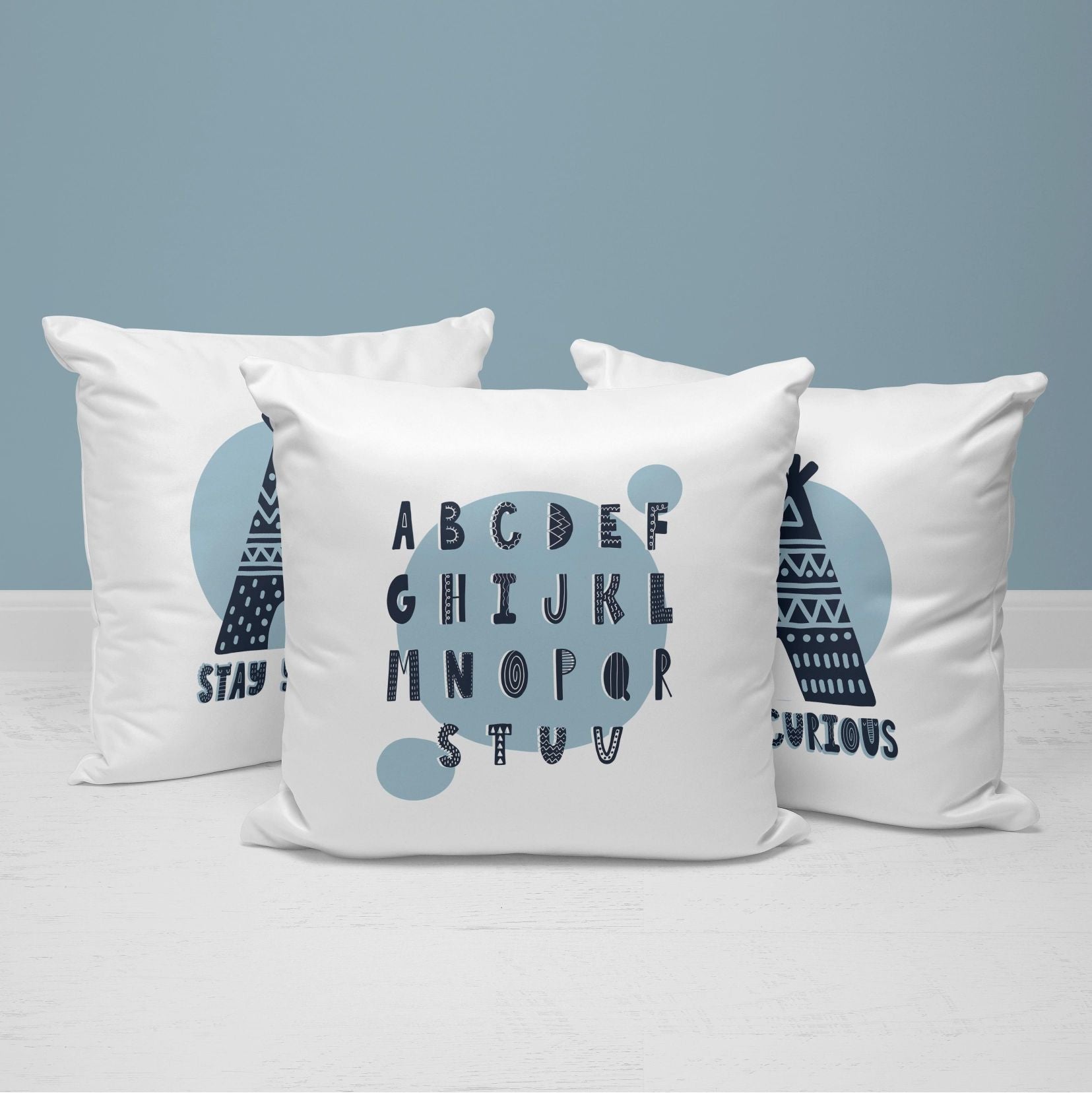 Teepee Throw Pillows | Set of 3 | Collection: Young and Curious | For Nurseries & Kid's Rooms