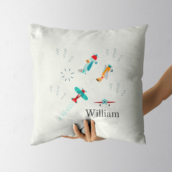 Personalized Airplane Throw Pillows | Set of 2 | Collection: Snuggly Landing | For Nurseries & Kid's Rooms