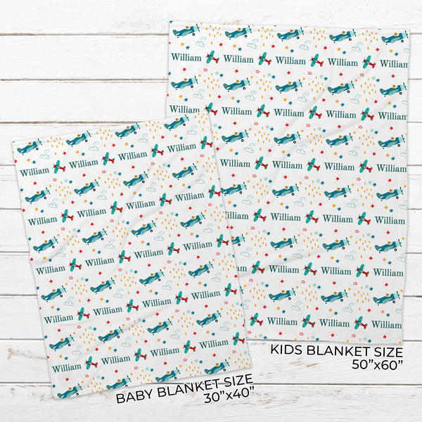 Personalized Airplane Blanket for Babies, Toddlers and Kids - Snuggly Landing