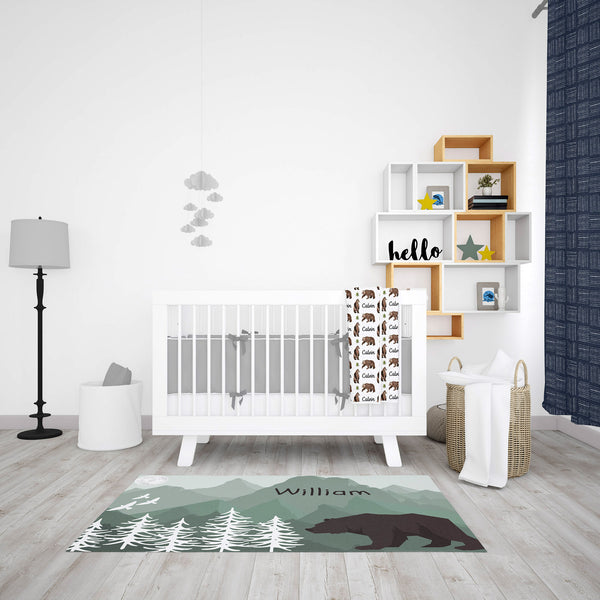 Personalized Bear Area Rug for Nurseries and Kid's Rooms - Bear-y Cute