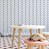 Geometric Wallpaper for Nursery and Kids Rooms - Black and White Herringbone