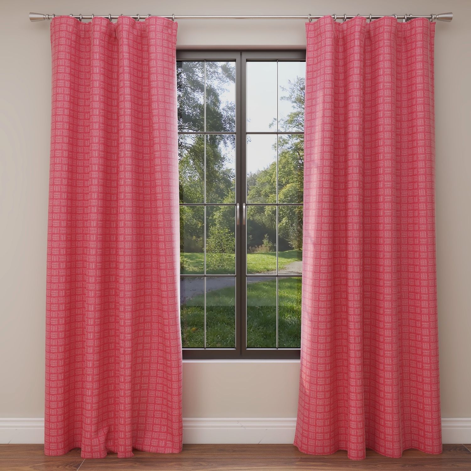 Brave Raspberry Slub Canvas Kids Curtains