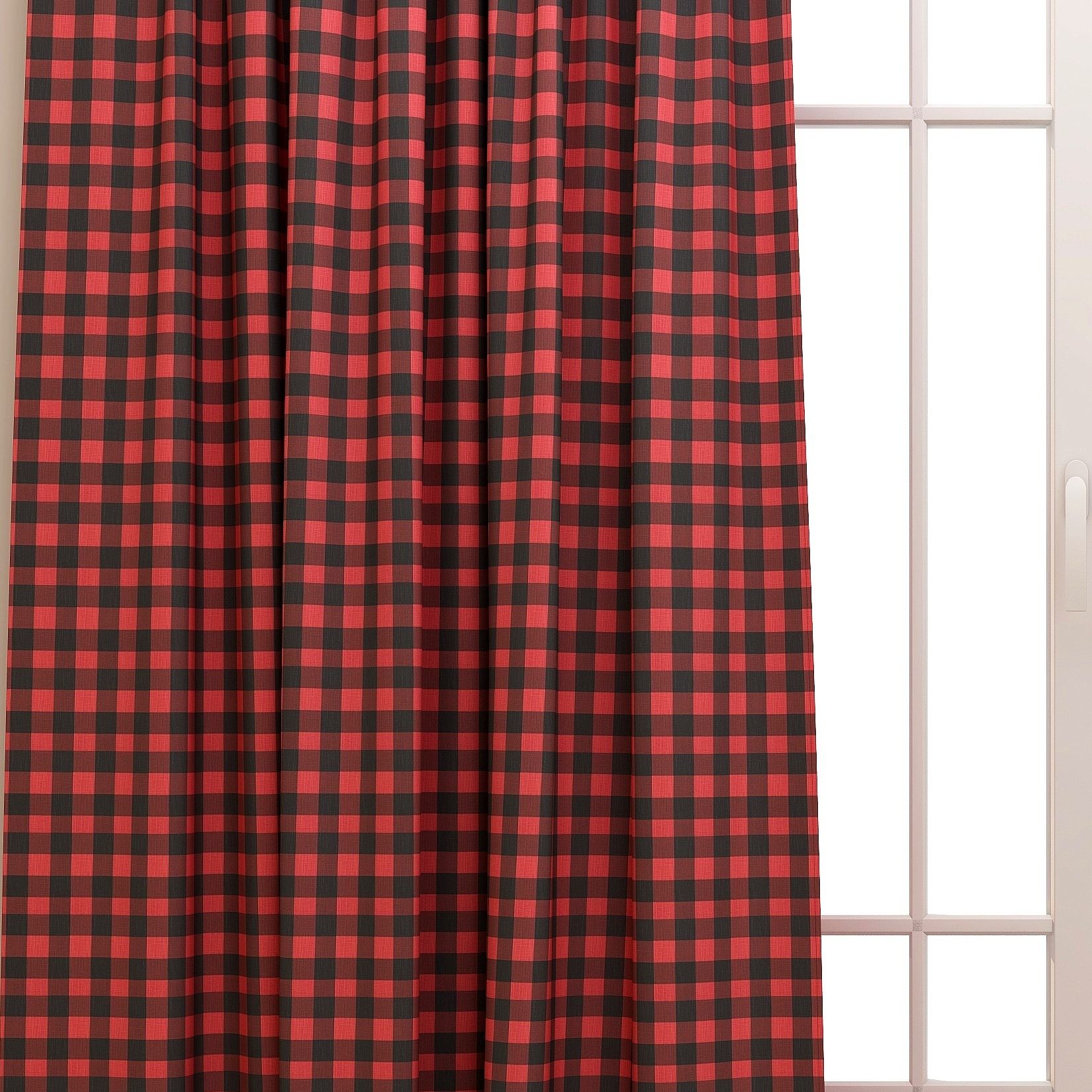 Buffalo Check Red/Black Slub Canvas Kids Curtain