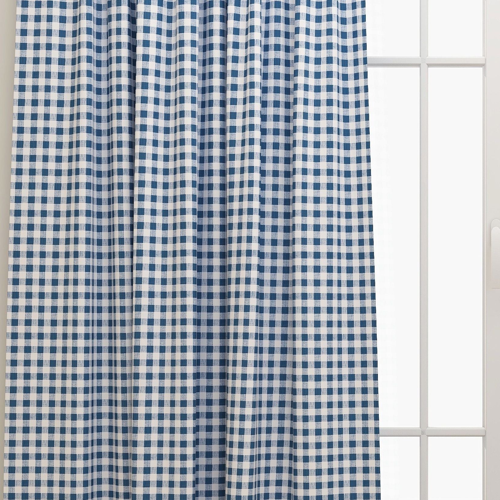 Buffalo Plaid Italian Denim Slub Canvas Kids Curtains