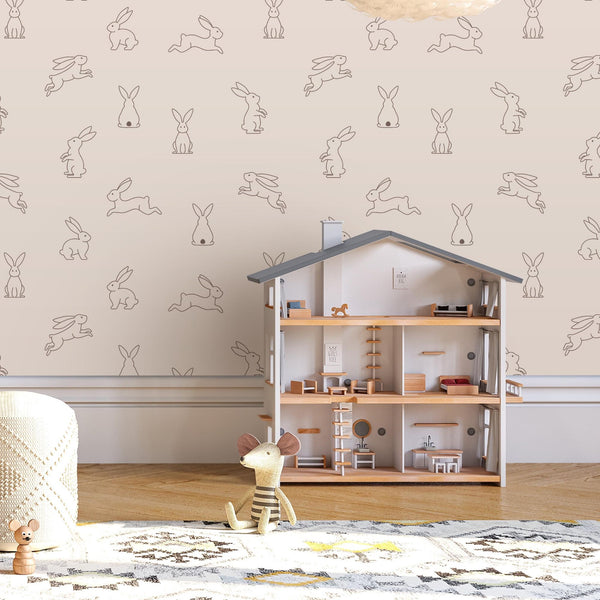 Bunny Peel and Stick Wallpaper or Traditional Wallpaper - Bunny Activities