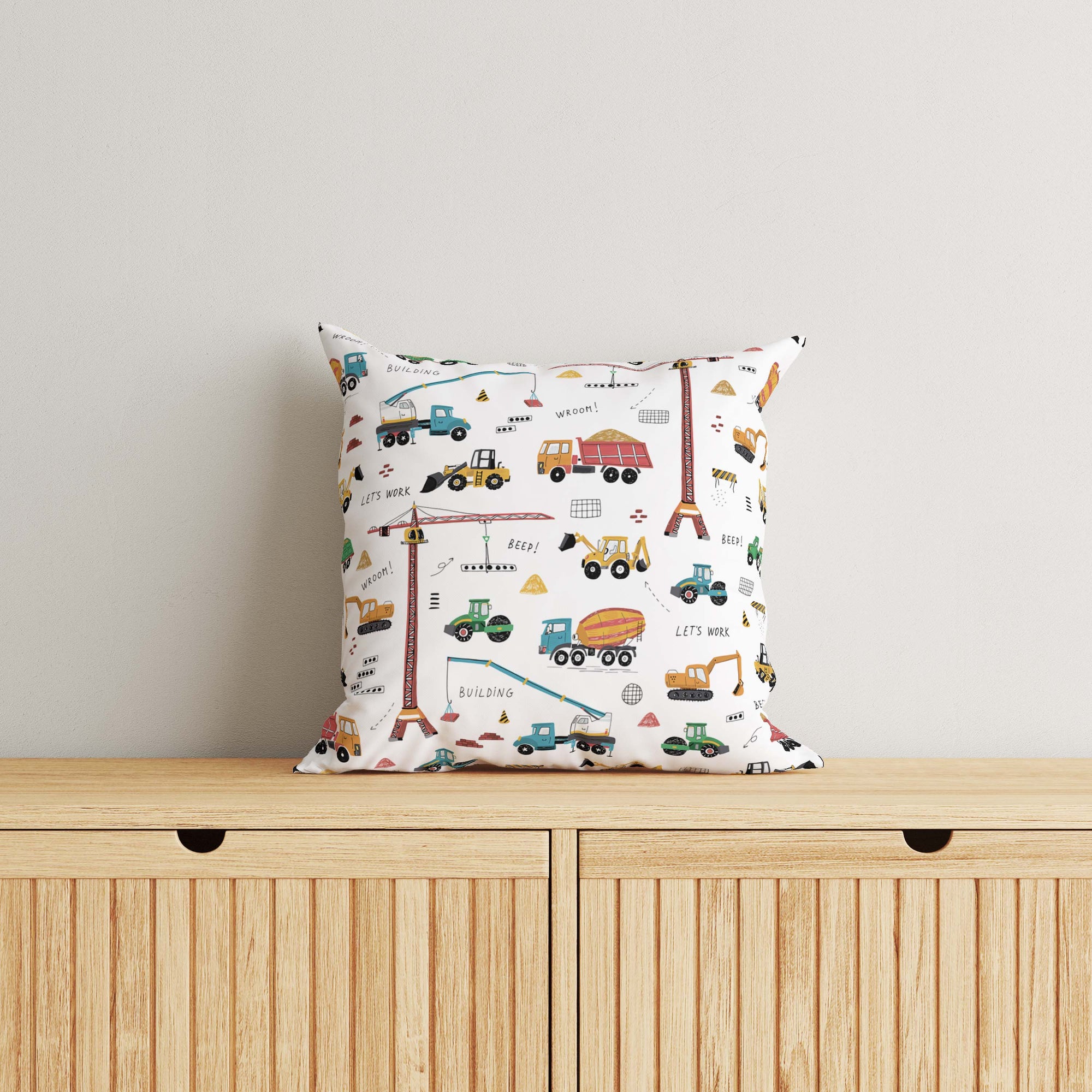 Constructions Kids & Nursery Throw Pillow - Powerful Builds