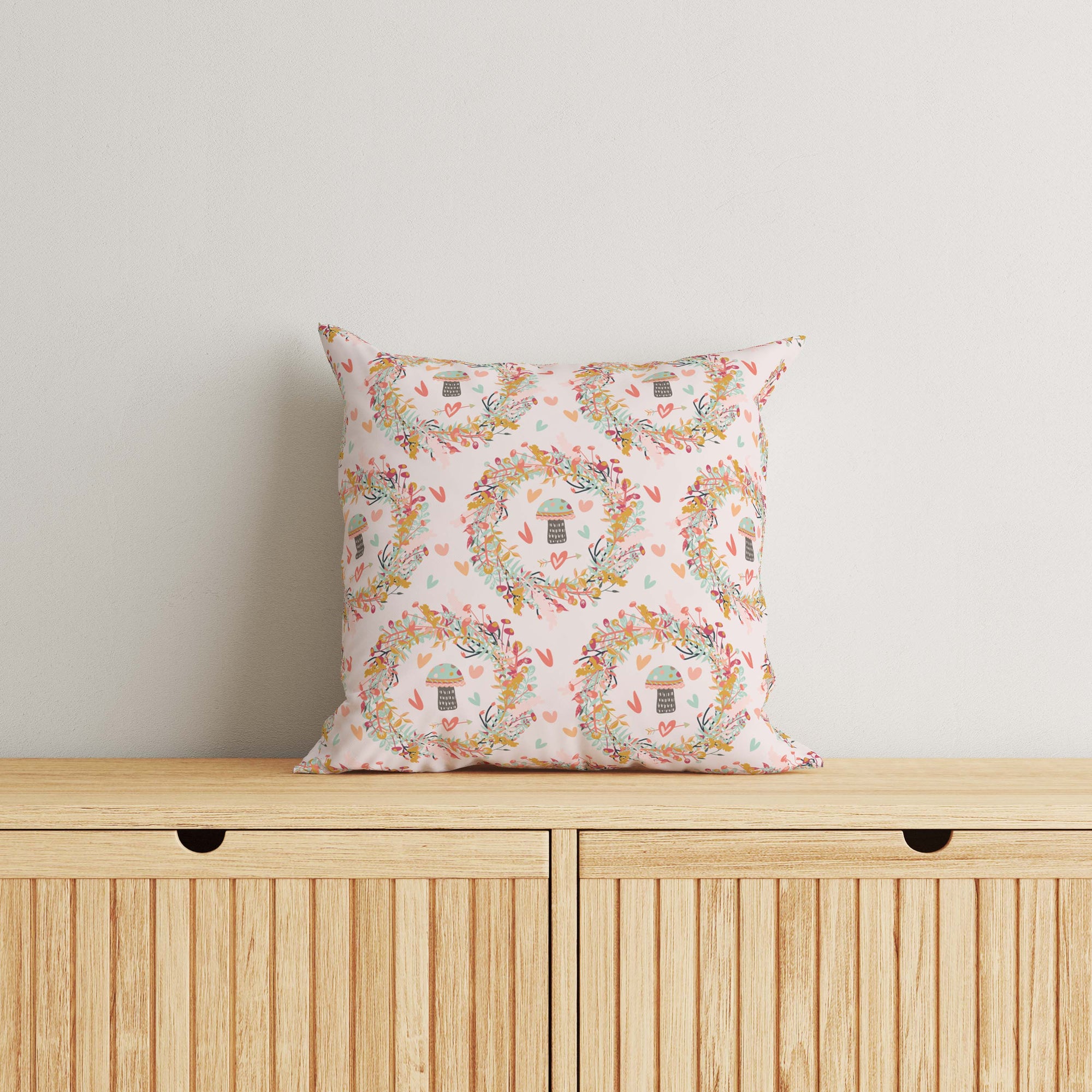 Floral Kids & Nursery Throw Pillow - Wreaths in Pink