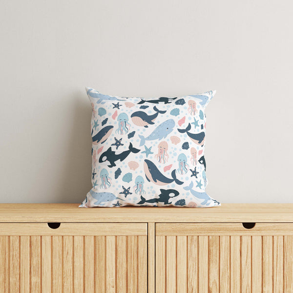 Underwater Kids & Nursery Throw Pillow - Whale-come Home