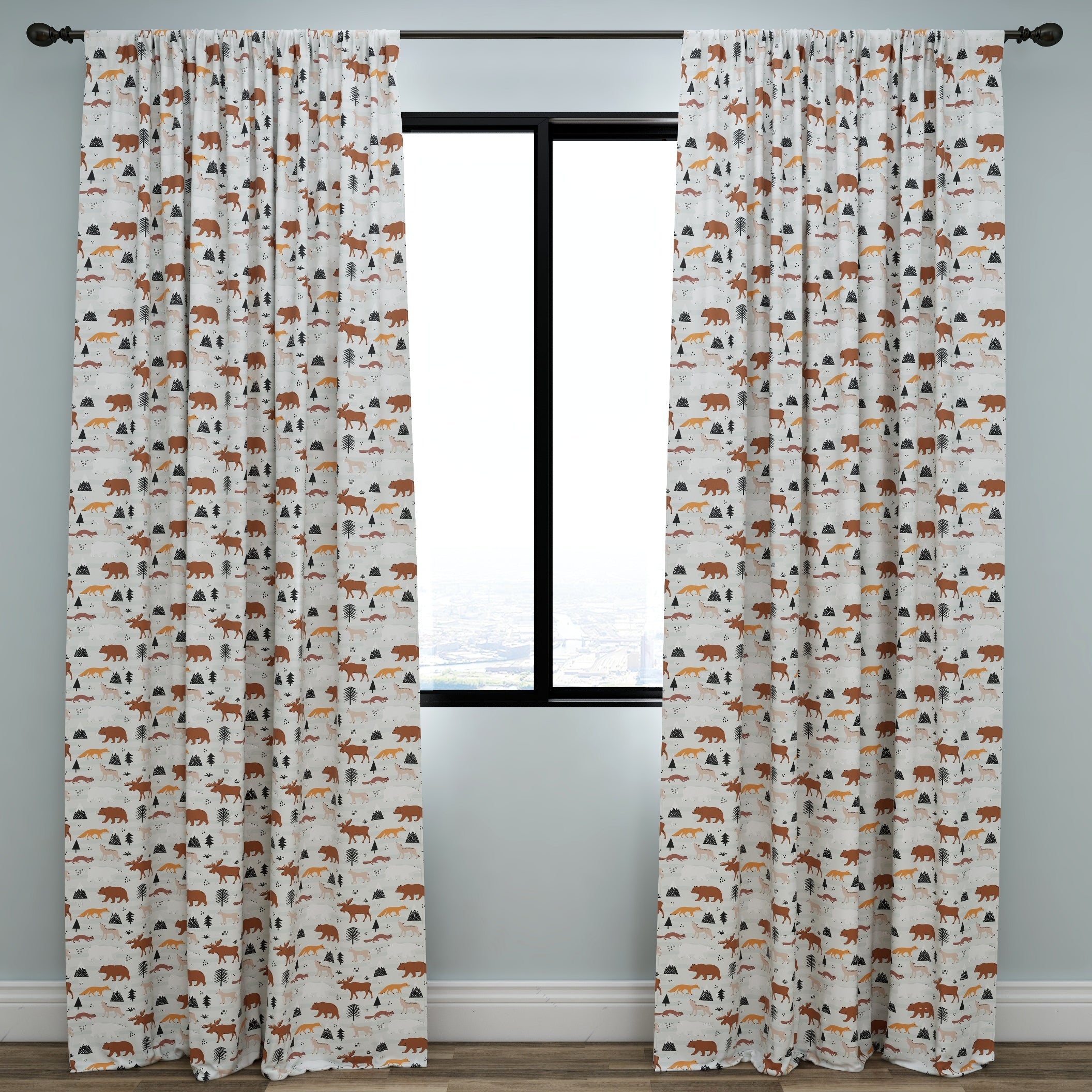 Animals Kids & Nursery Blackout Curtains - Snowy Tracks