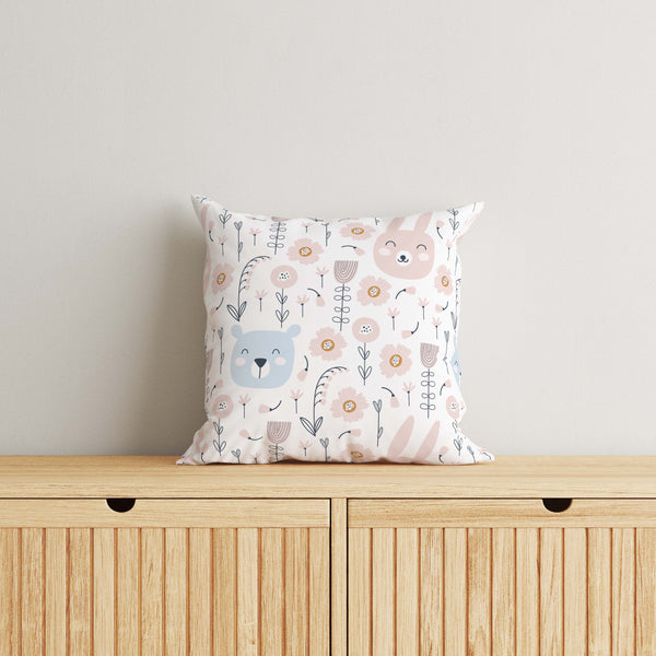 Animals Kids & Nursery Throw Pillow - Friendly Chums