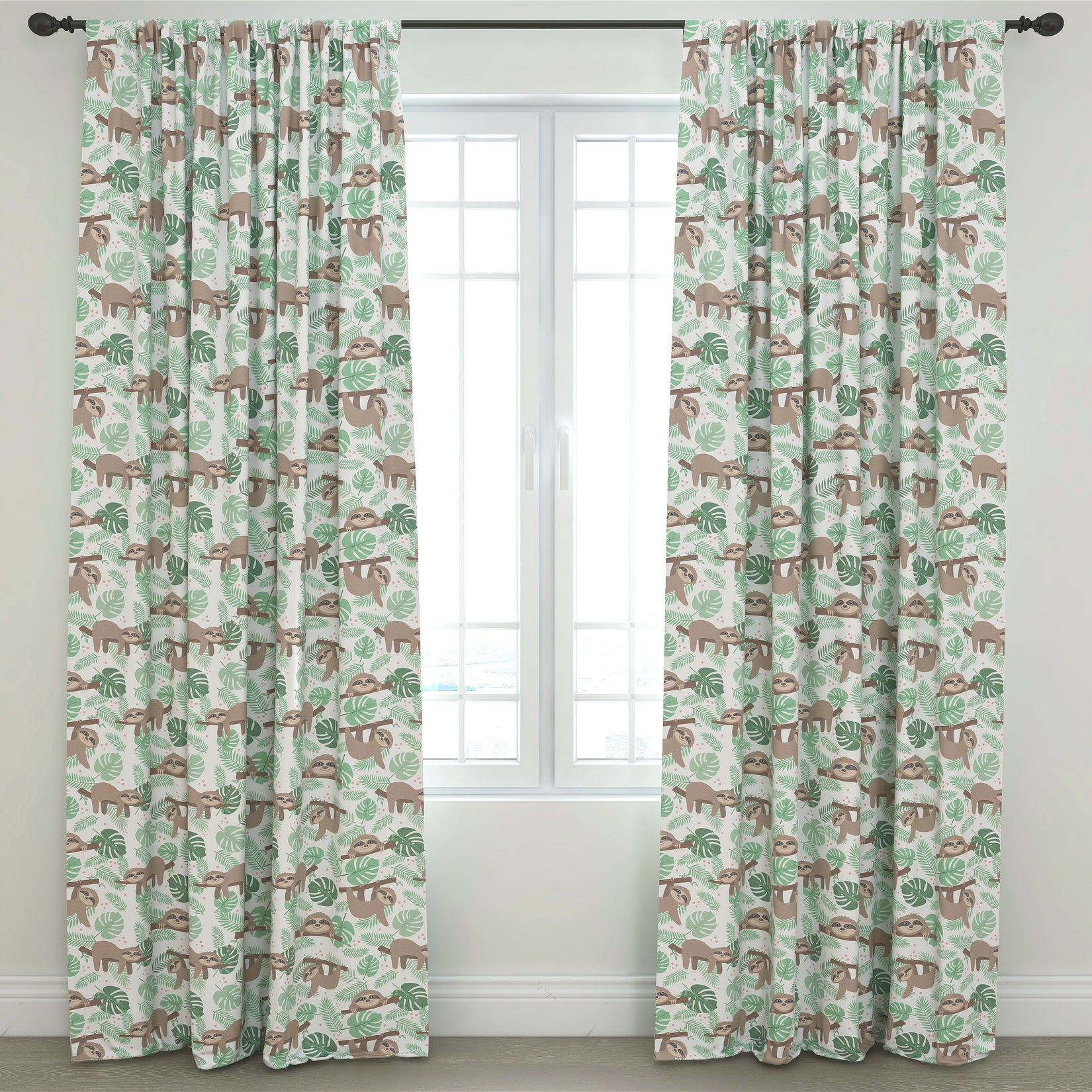 Sloth Kids & Nursery Blackout Curtains - Swing Around