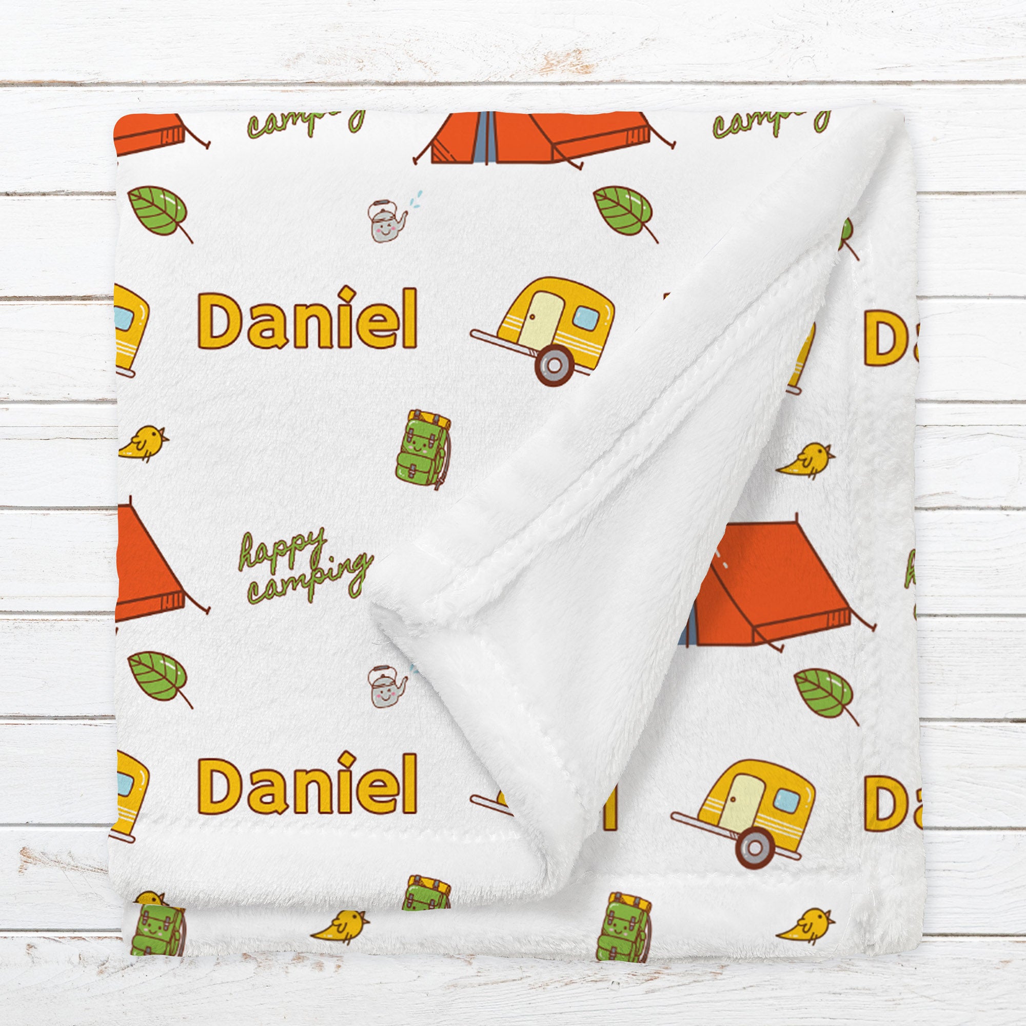 Personalized Camping Blanket for Babies, Toddlers and Kids - Adventurer's Cabin