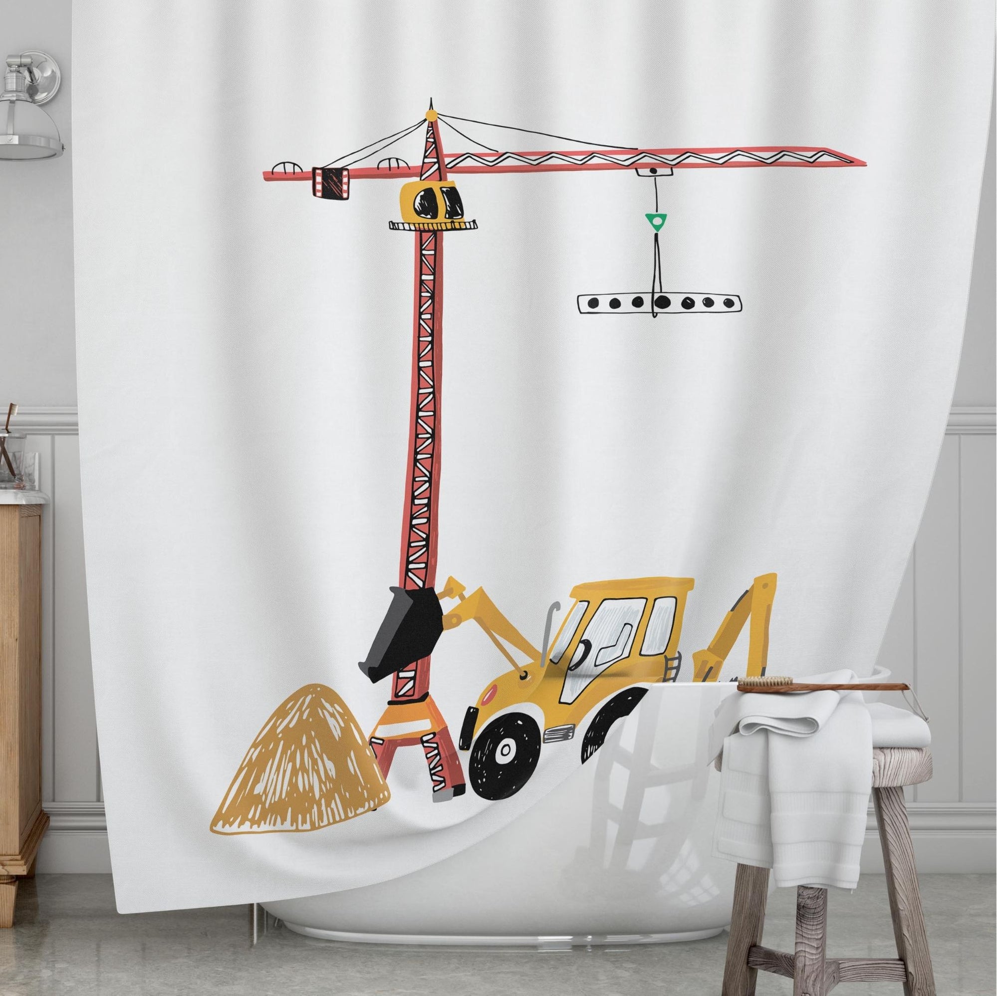 Constructions Kids' Shower Curtains - Hey DIGgity!