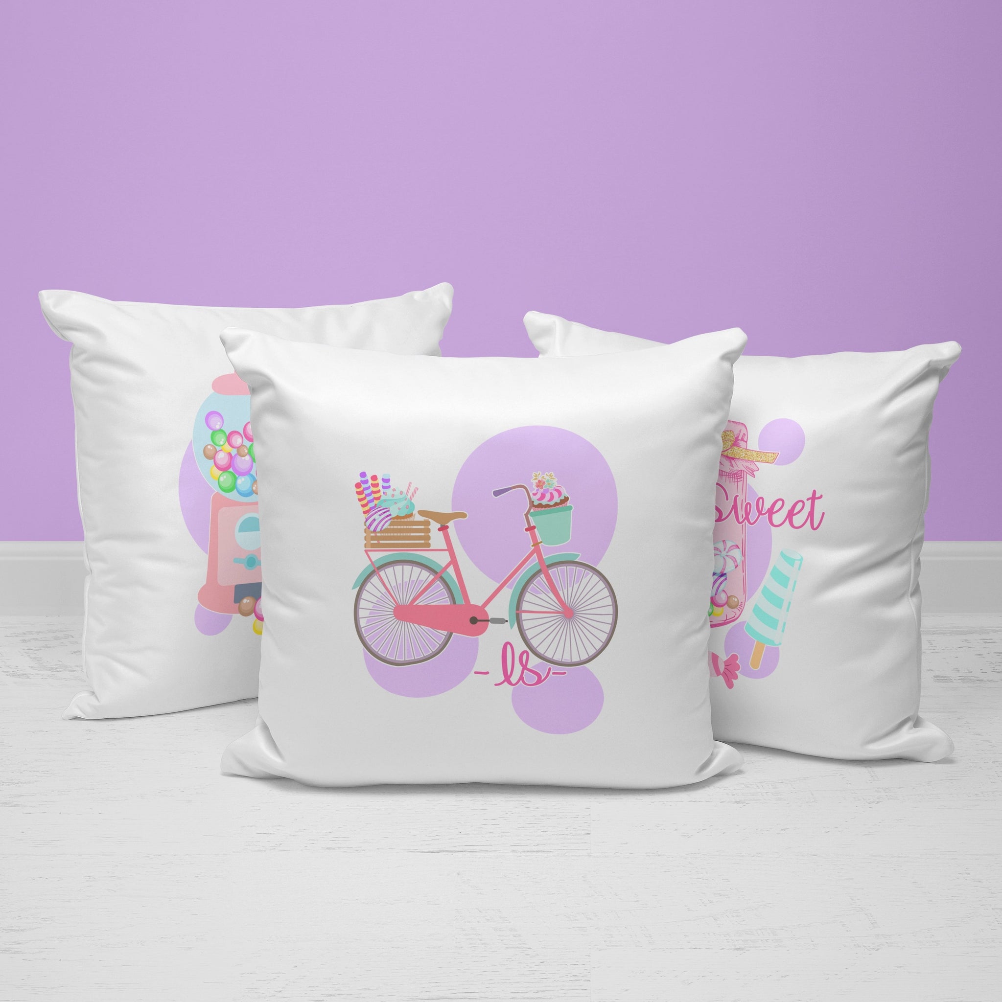 Candy Throw Pillows | Set of 3 | Collection: Sweet Tooth | For Nurseries & Kid's Rooms