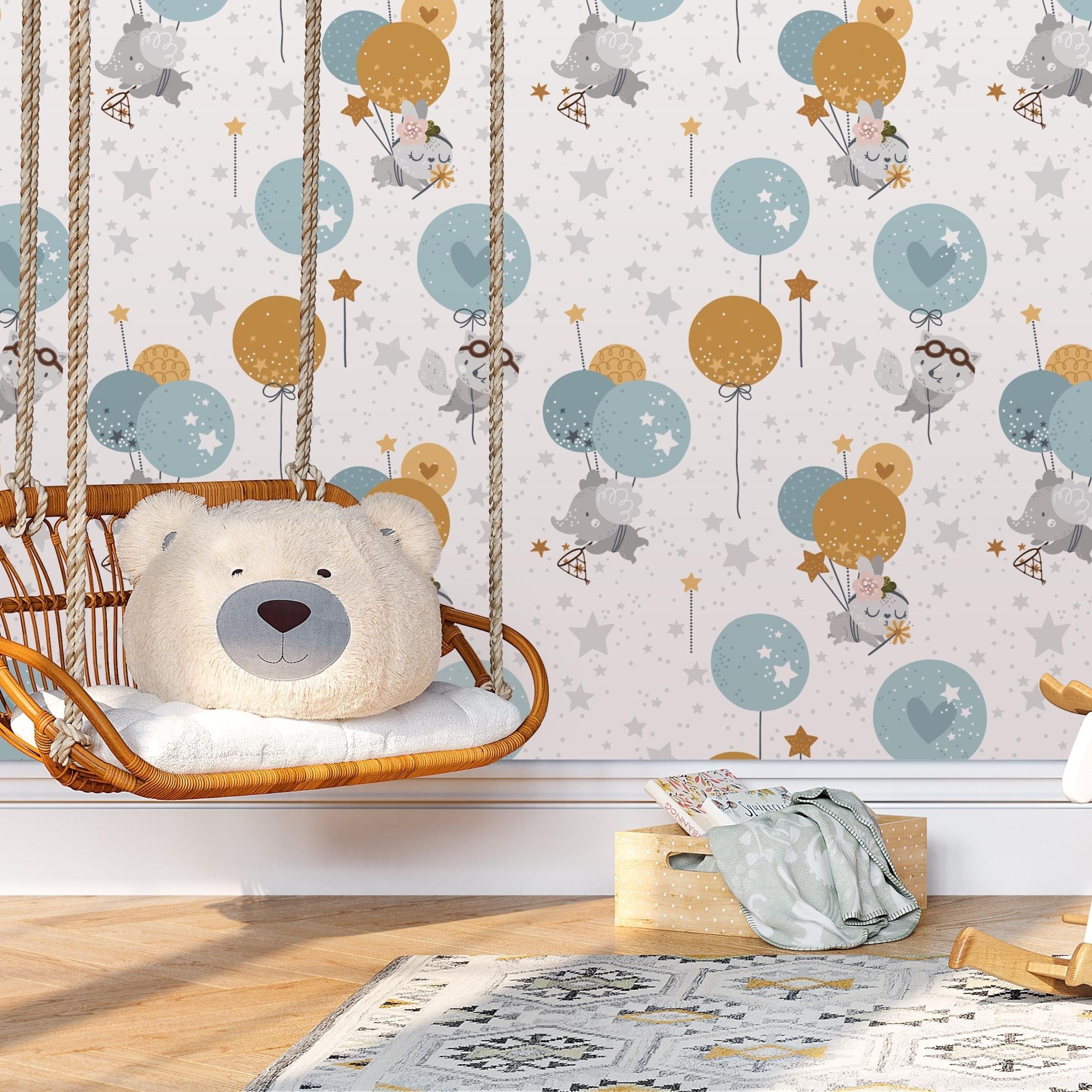 Balloon Peel and Stick Wallpaper or Traditional Wallpaper - Catching Stars