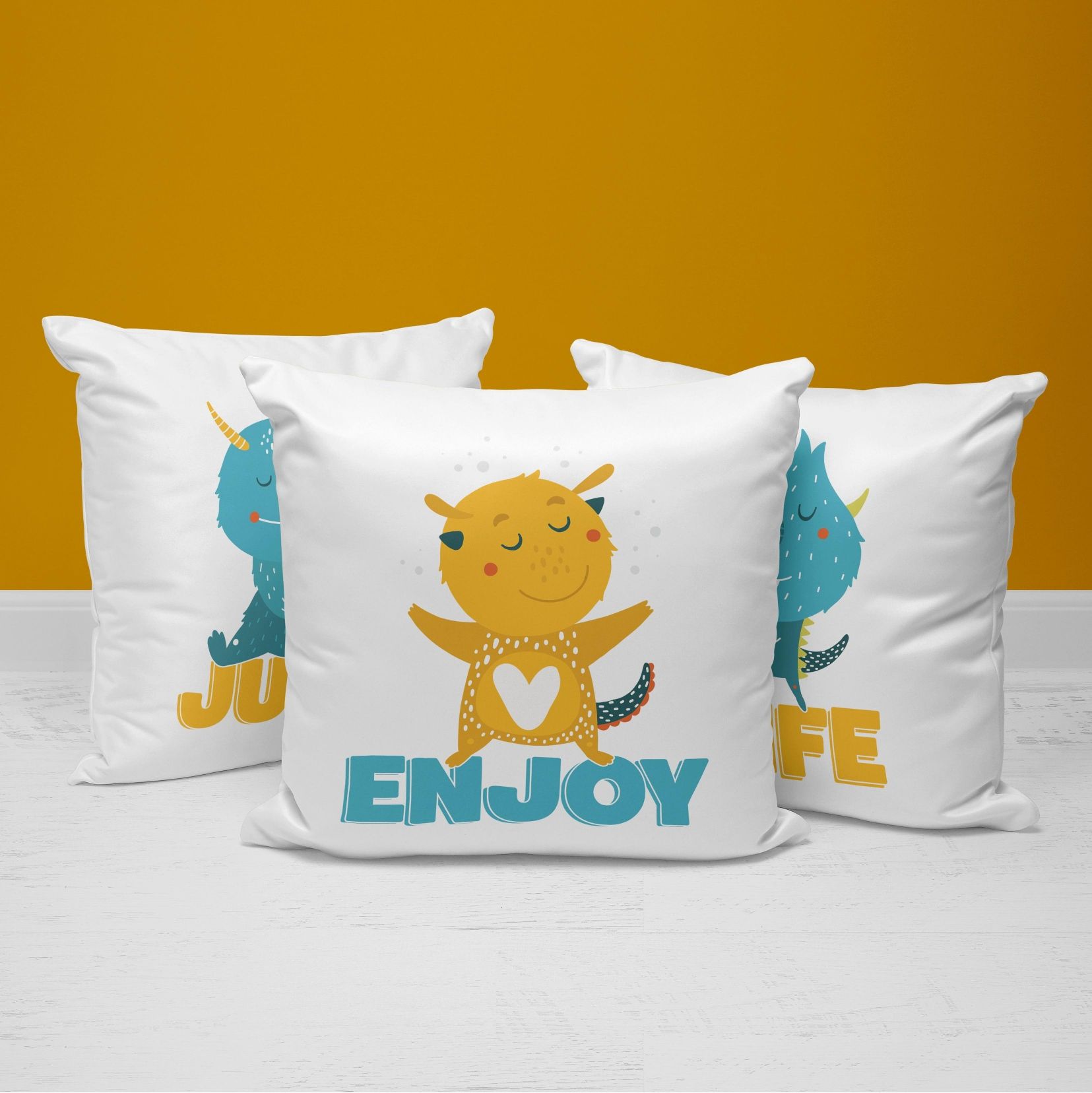 Monster Throw Pillows | Set of 3 | Cute And Scary | For Nurseries & Kid's Rooms