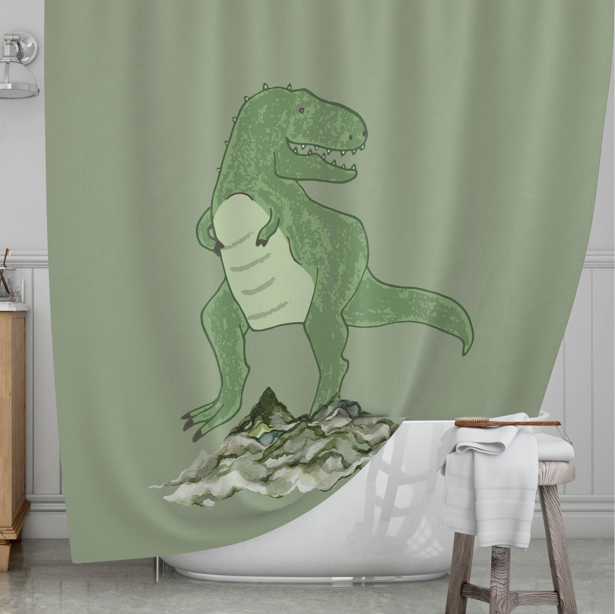 Dinosaur Kids' Shower Curtains - Dino Conqueror