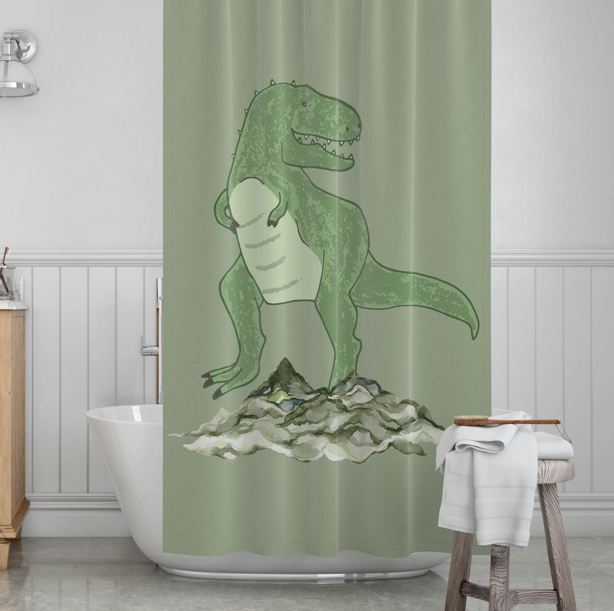 Dinosaur Kids' Shower Curtains - Dino Conqueror