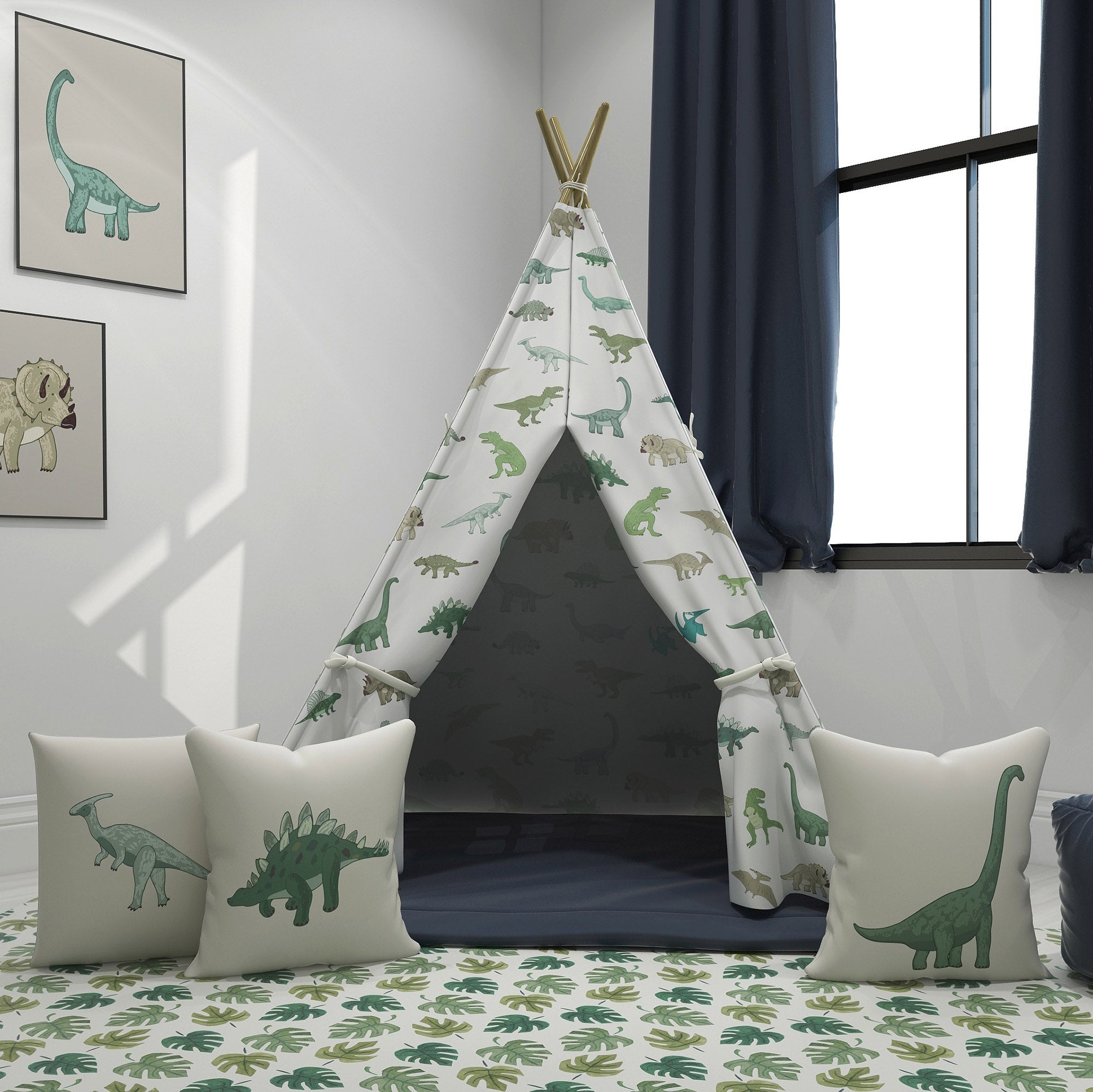 Kids Teepee, Dinosaur Decor Themed Room - A Roar Party Collection