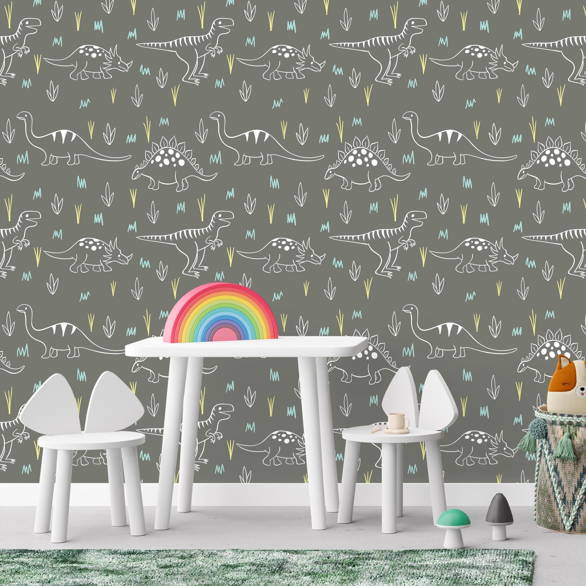 Dinosaurs Themed Wallpaper - Dino Scribbles