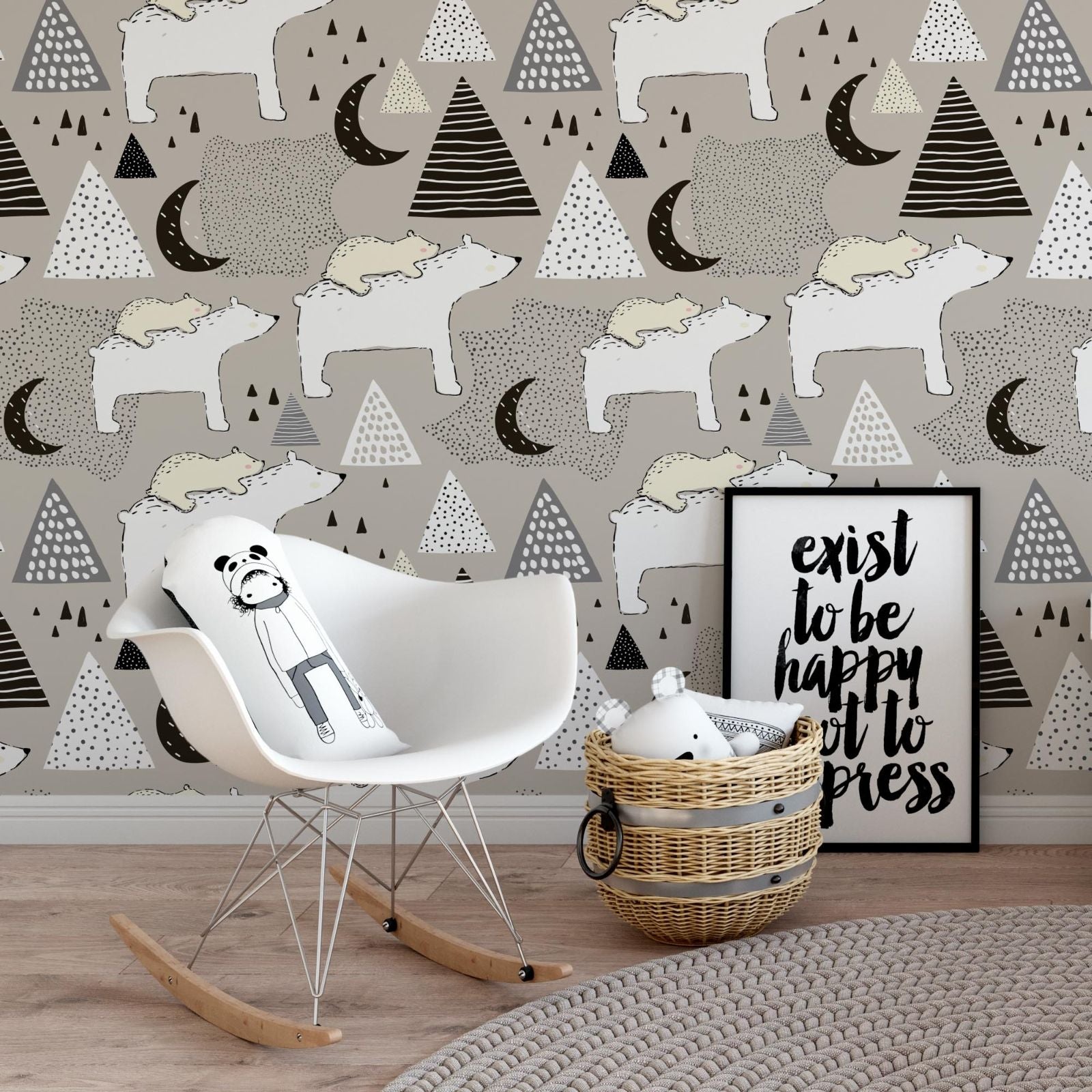 Kids and Nursery Bear Wallpaper - Em-BEARace