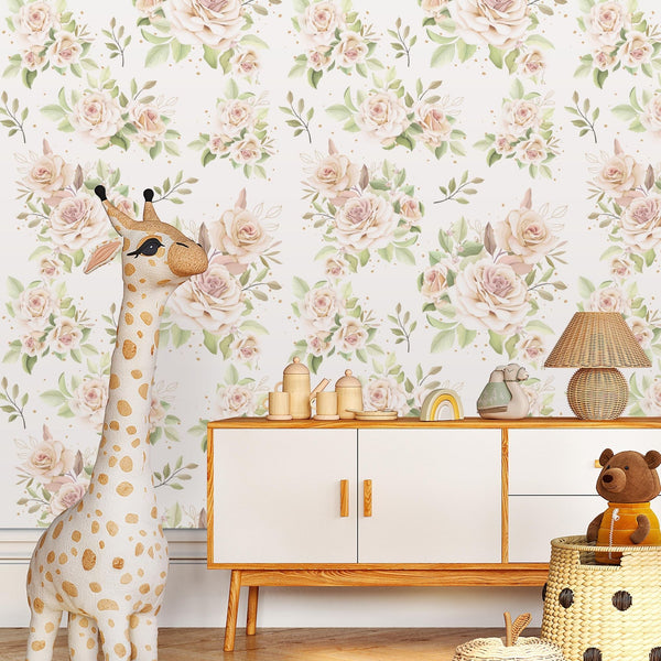 Floral Theme Nursery Wallpaper - Flushed Floras