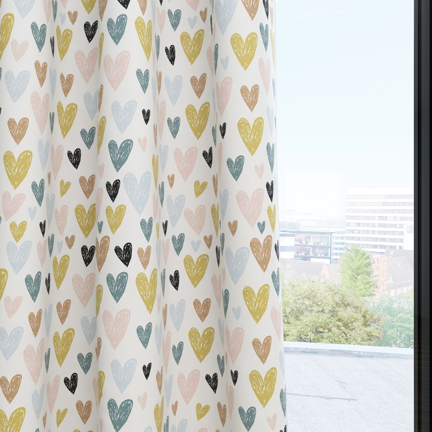 Hearts Kids & Nursery Blackout Curtains - Heart Beats