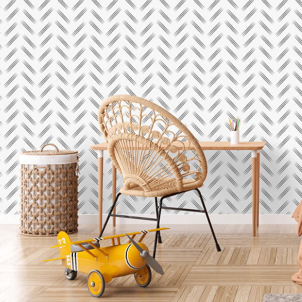 Boho Wallpaper for Nursery and Kids Rooms - Herringbone Strikes