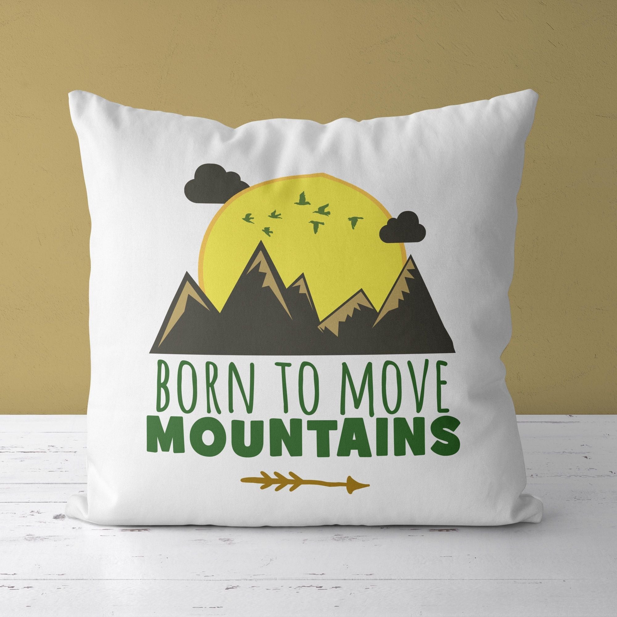 Mountains Throw Pillow For Nurseries & Kid's Rooms - Born for Greatness