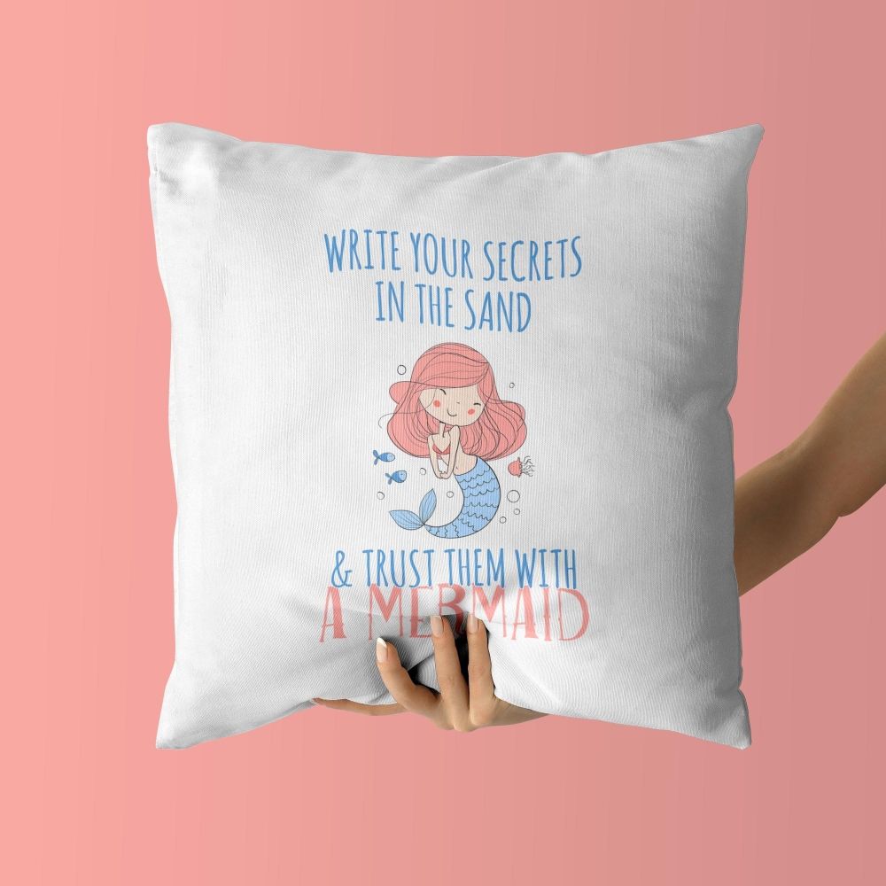 Mermaid Throw Pillow For Nurseries & Kid's Rooms - Secret Keeper