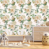 Flower Themed Nursery Wallpaper and Kids Room Wallpaper - Light as Roses