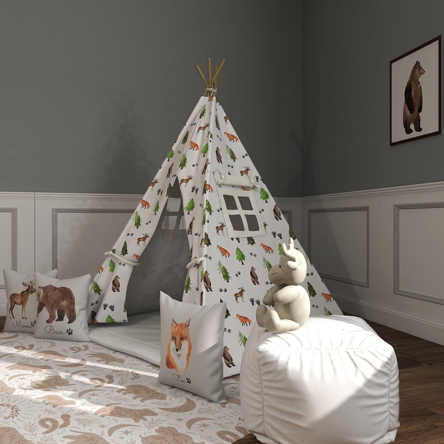 Kids Teepee, Forest Decor Themed Room - Little Forest Adventure Collection