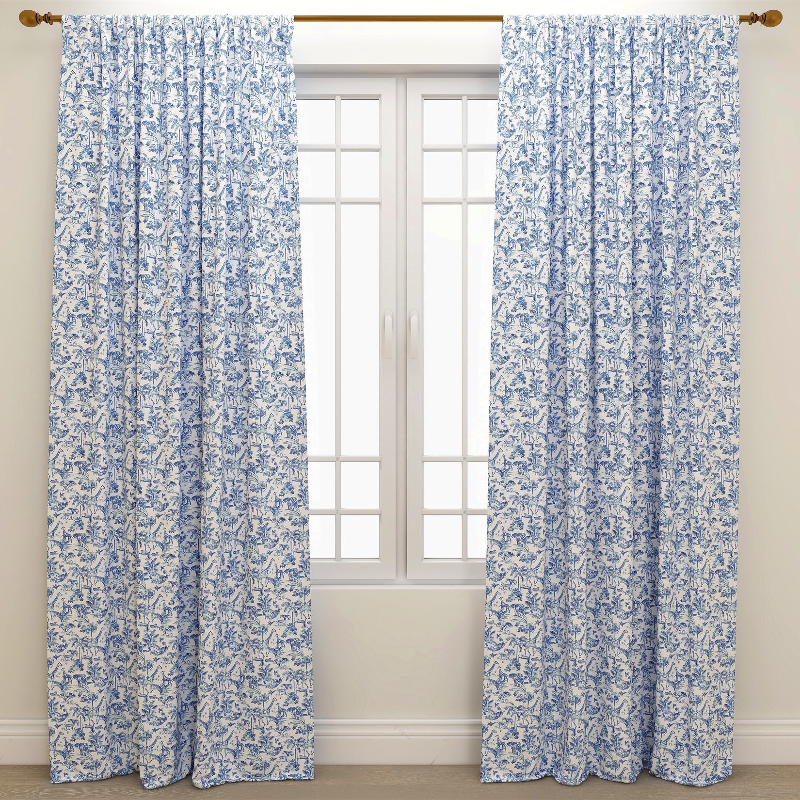 Meru Commodore Blue Slub Kids Curtains