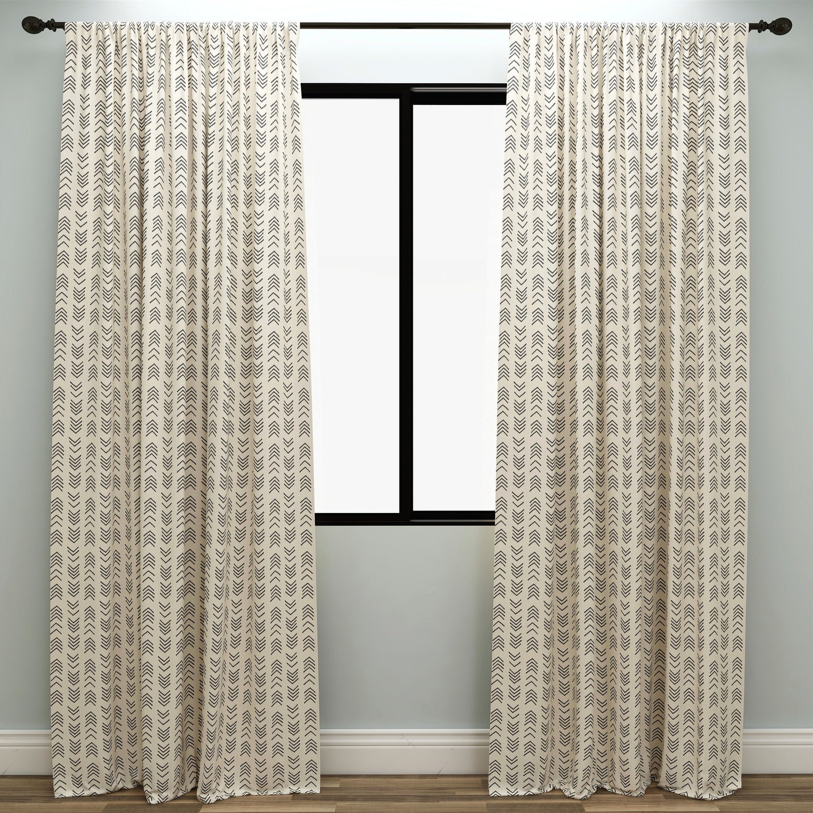 Mud Cloth Black Flame Kids Curtains