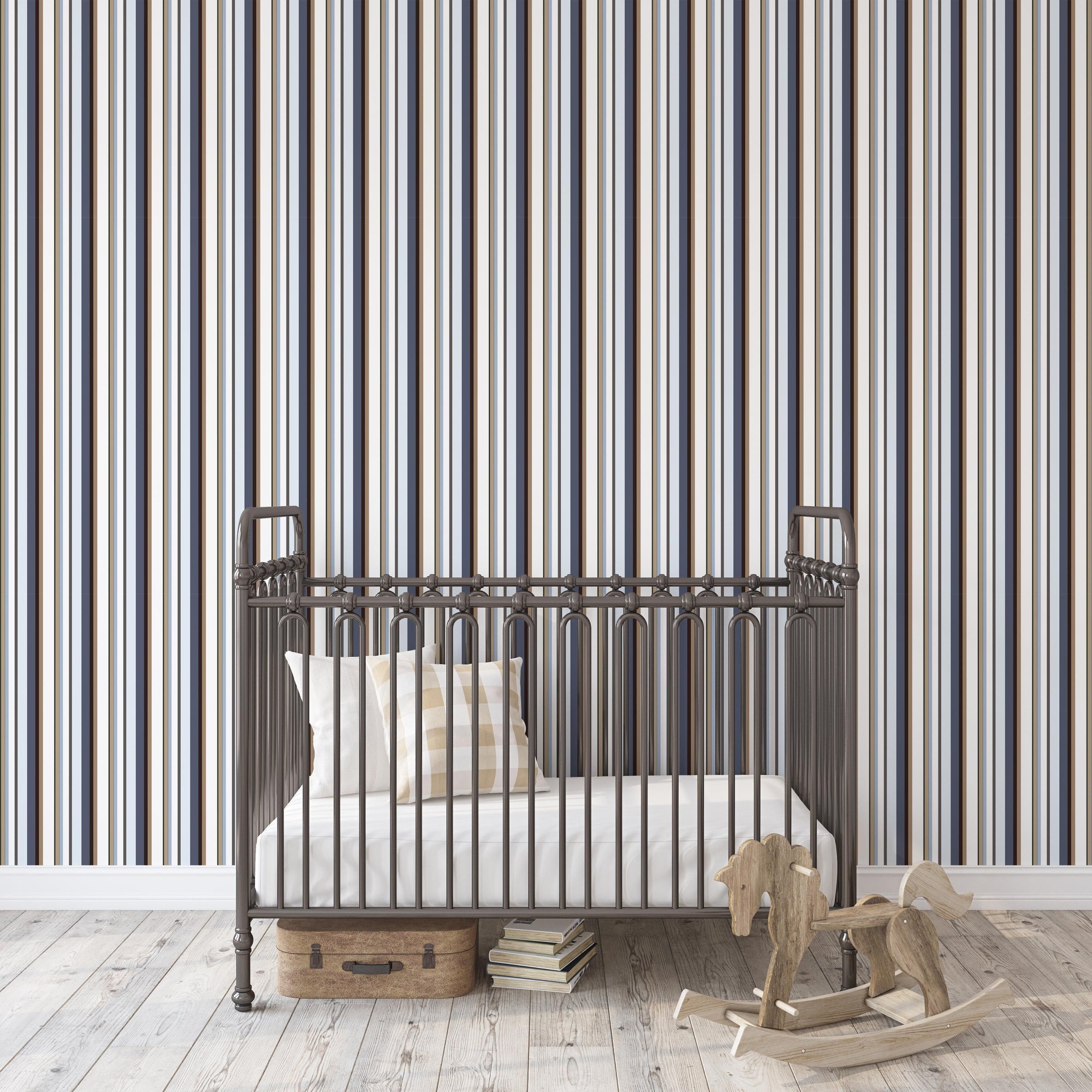 Stripes Wallpaper for Nursery and Kids Rooms - Multihued Stripes