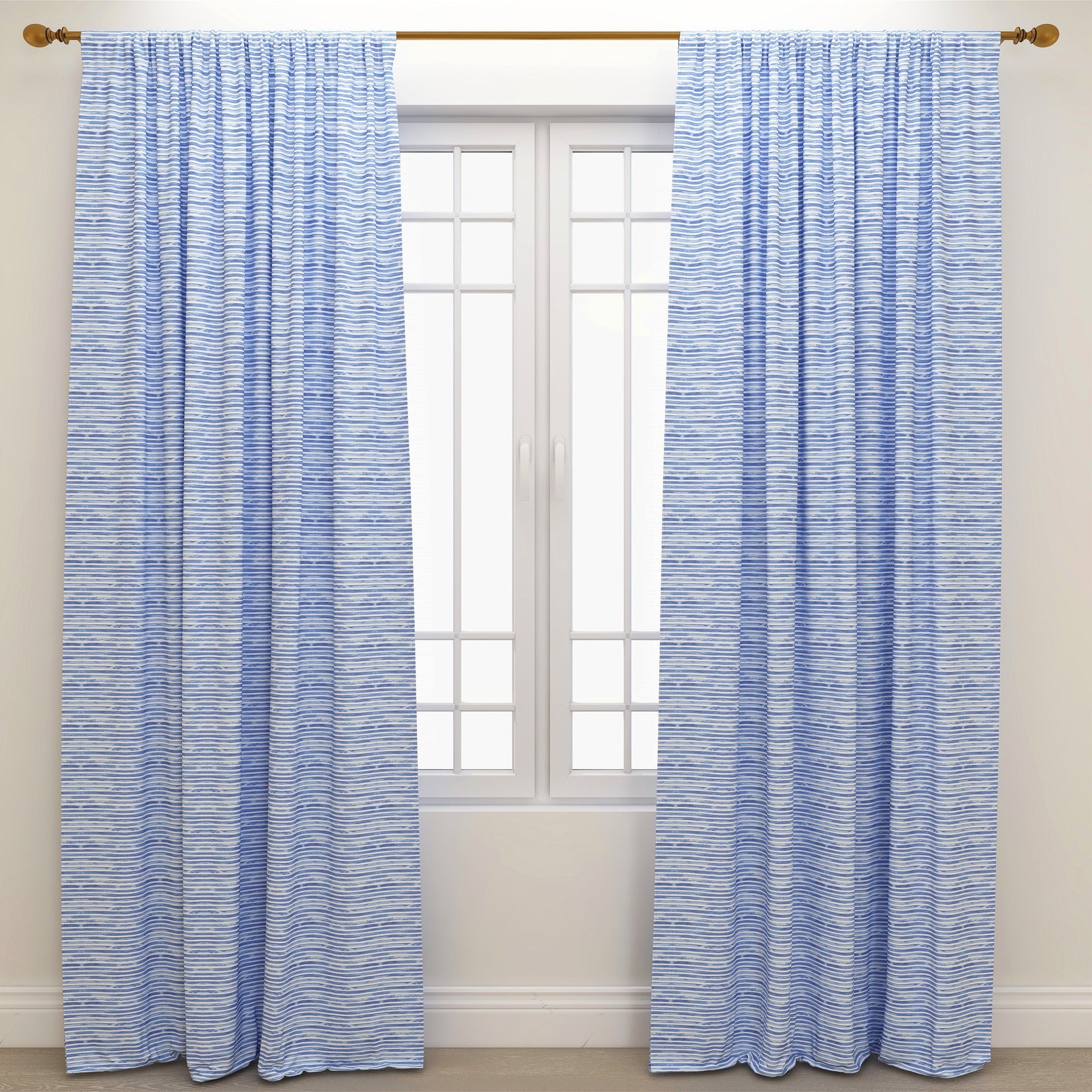 Nelson Commodore Blue Slub Kids Curtains