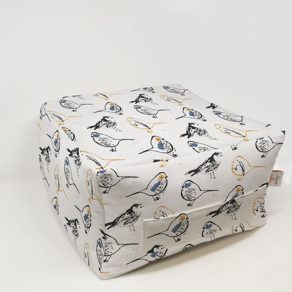 Kids Pouf - Bird Toile Brazilian Yellow Slub Linen