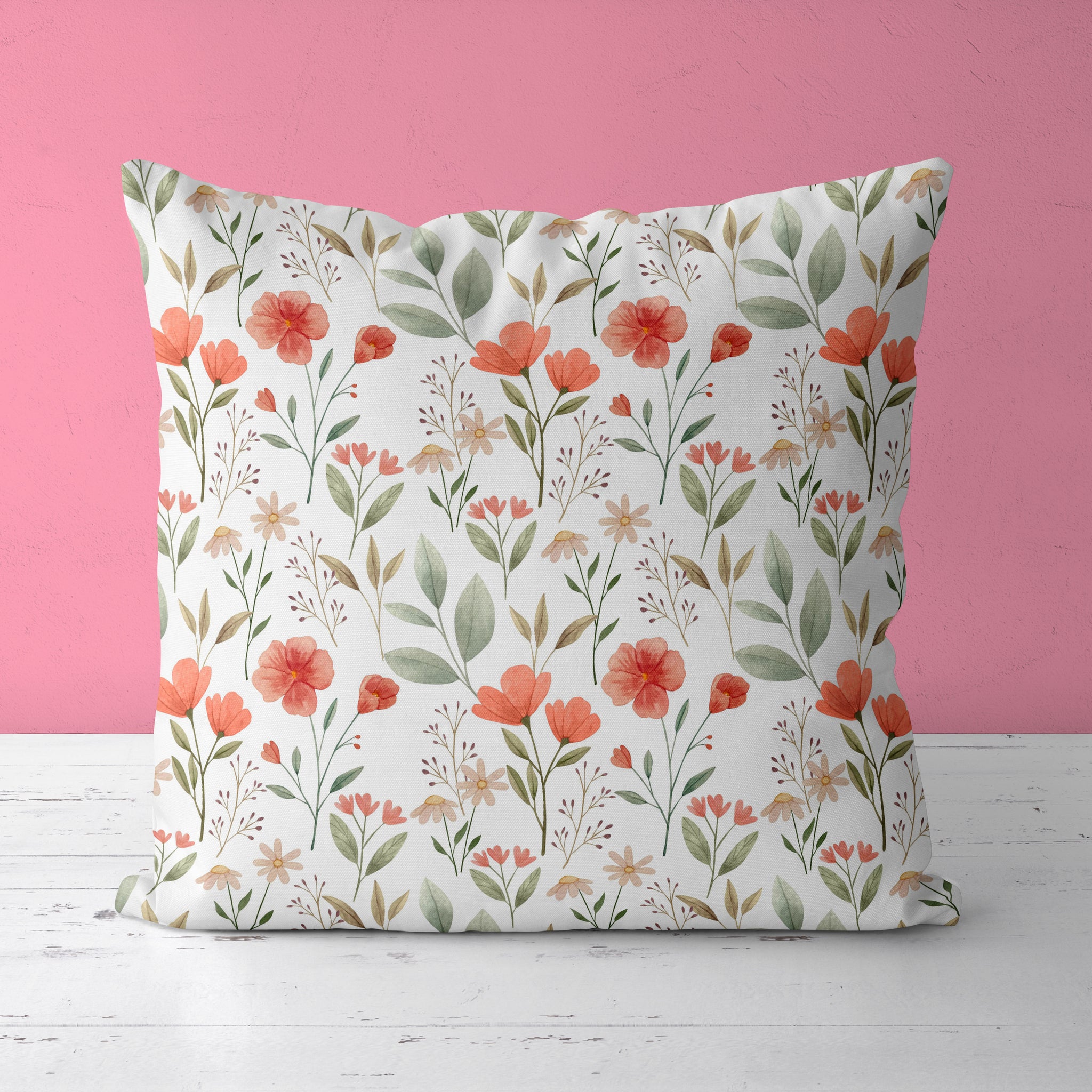 Floral Kids & Nursery Throw Pillow - Ruby Reds