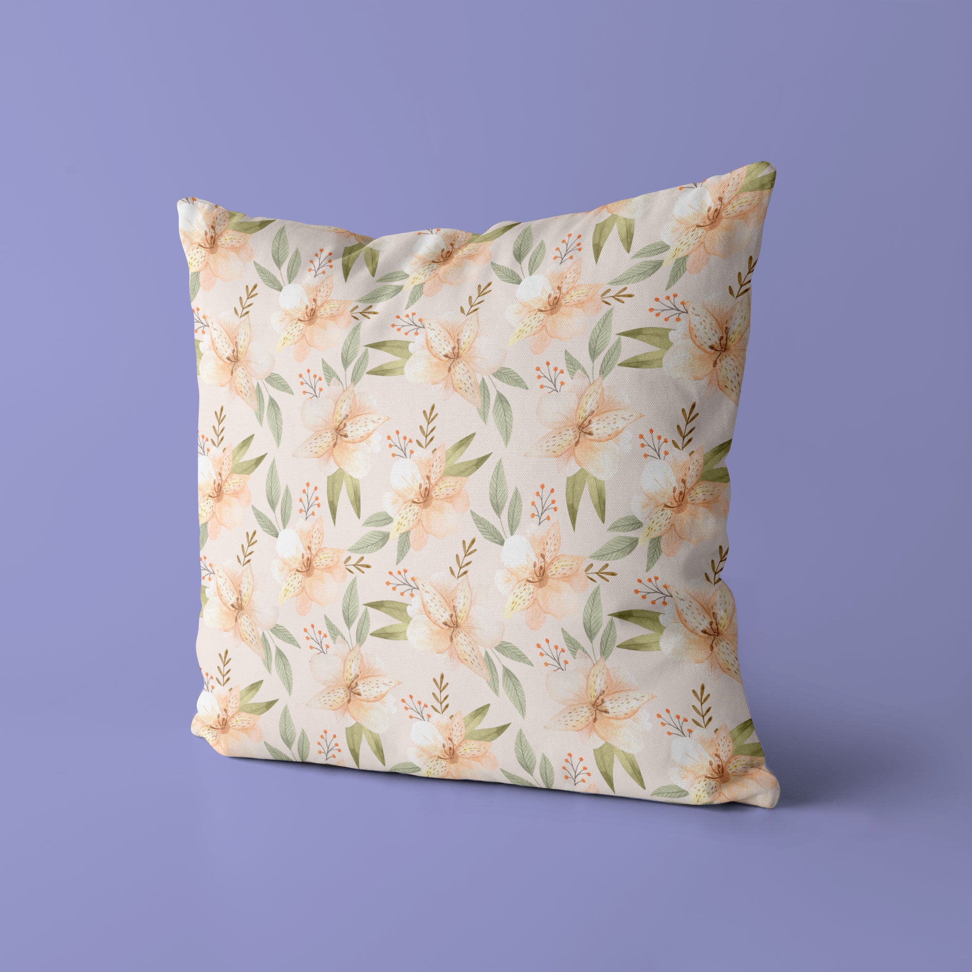 Floral Kids & Nursery Throw Pillow - Peachy Bulbs