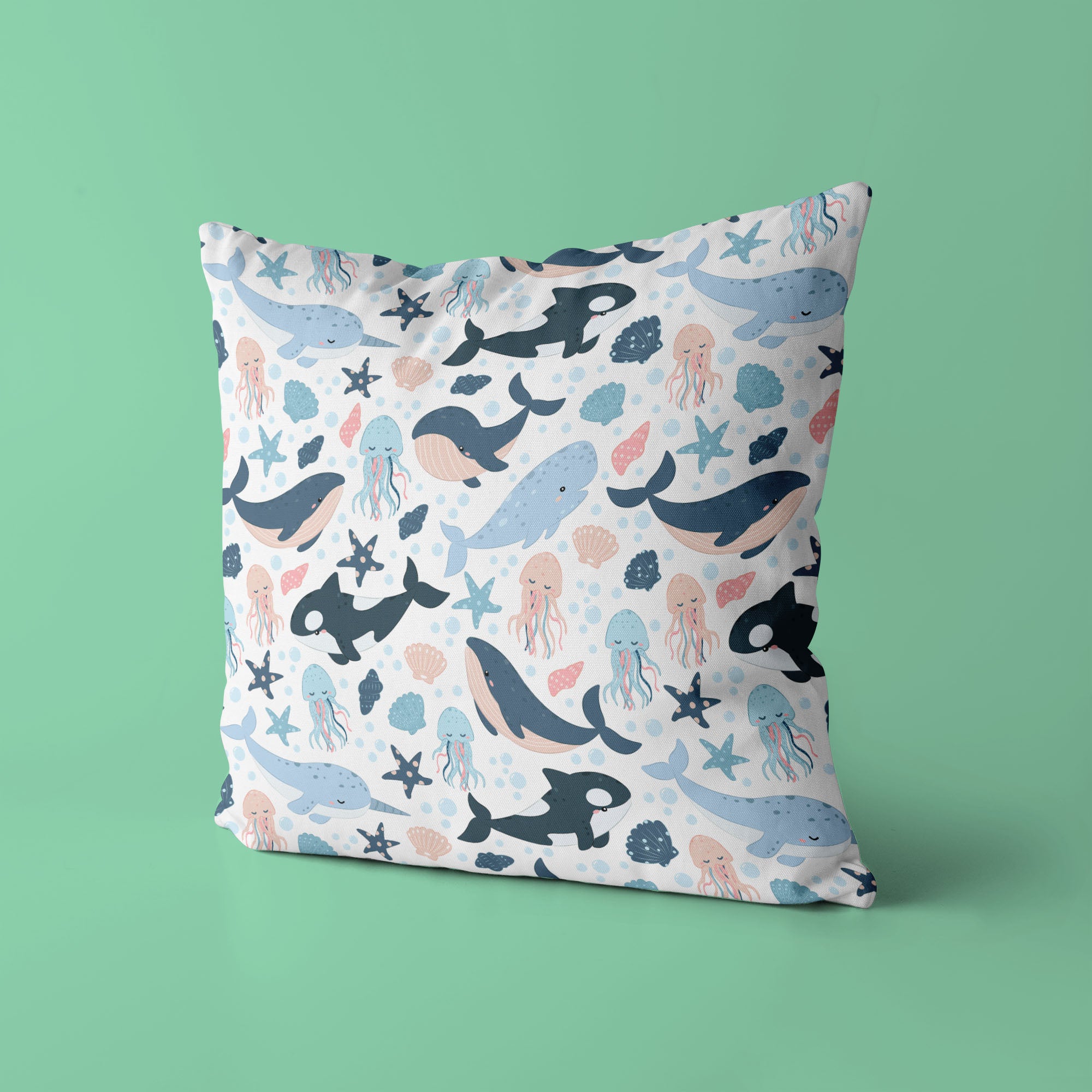 Underwater Kids & Nursery Throw Pillow - Whale-come Home