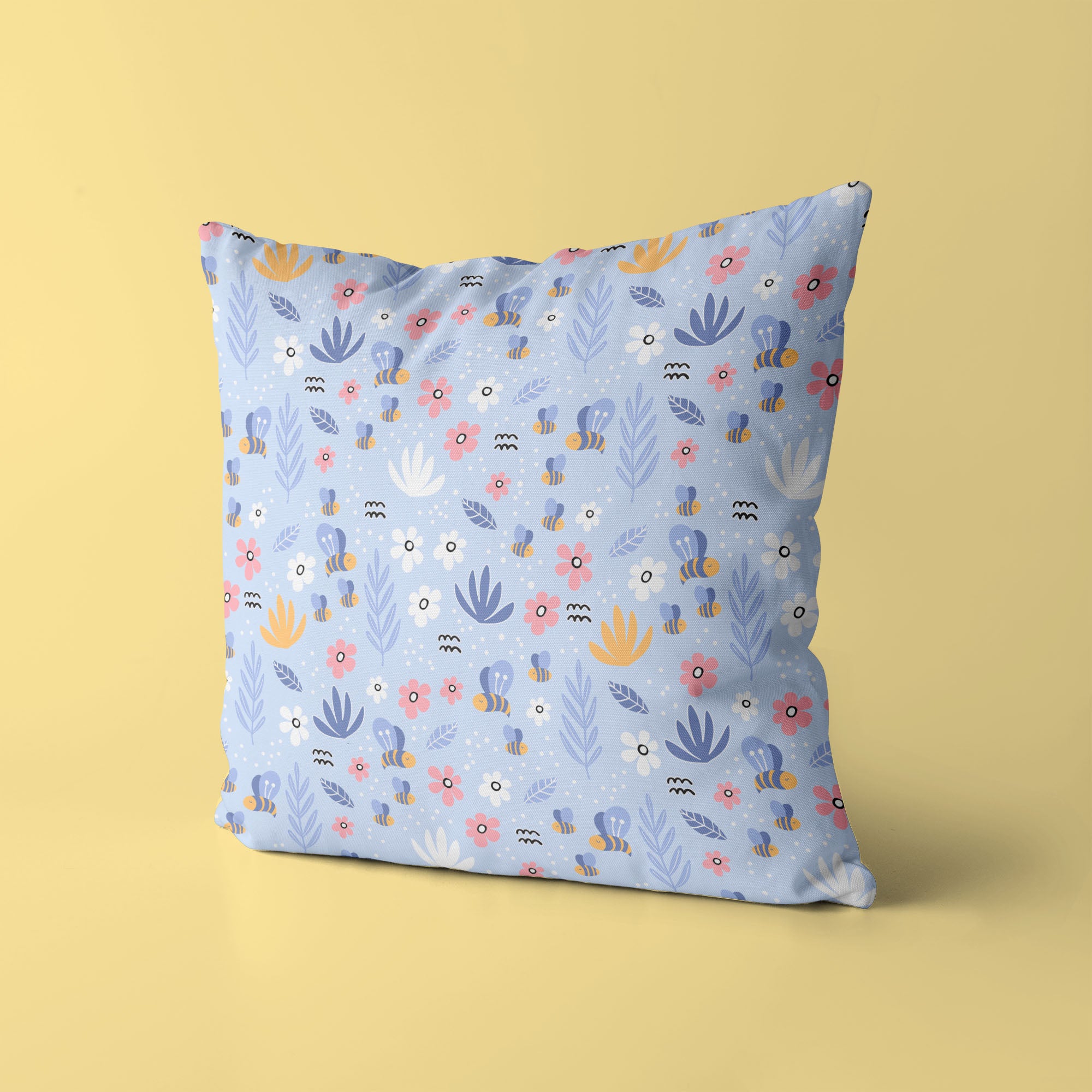 Floral Kids & Nursery Throw Pillow - Bee's Paradise