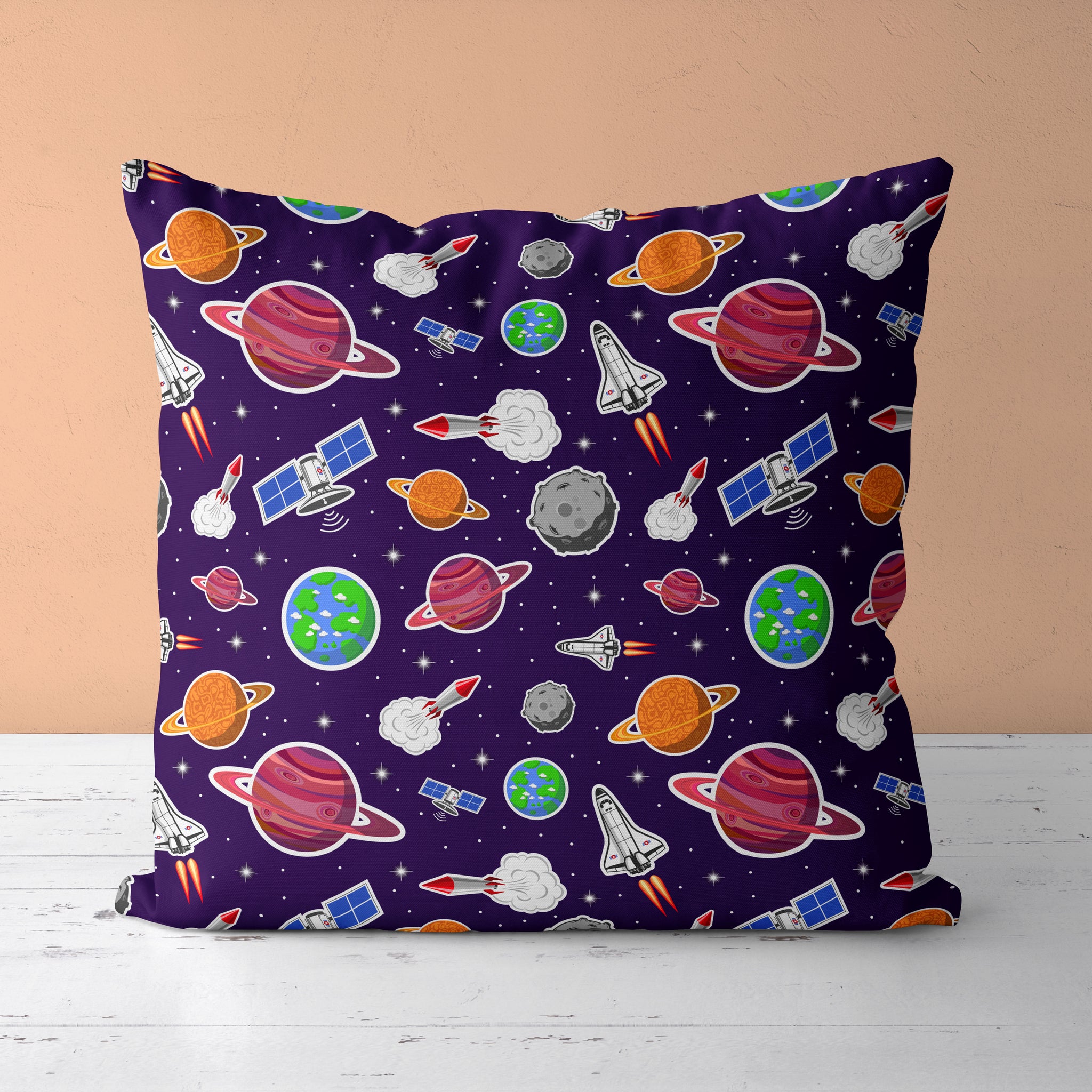 Space Kids & Nursery Throw Pillow - Satellite Image