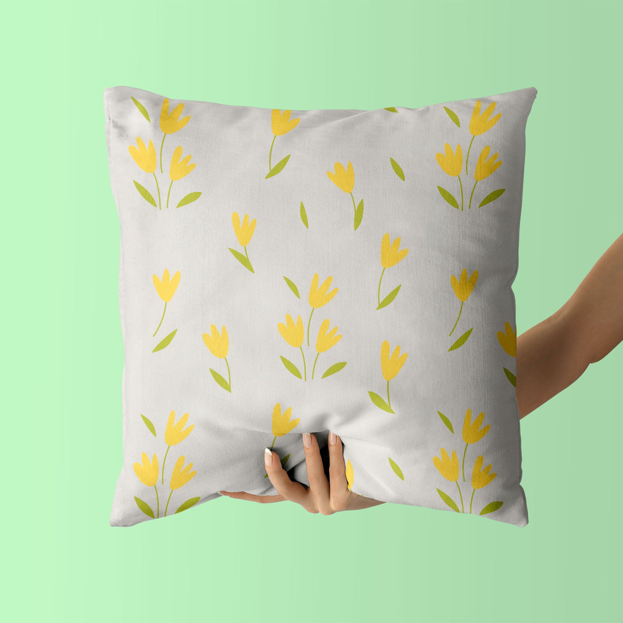 Floral Kids & Nursery Throw Pillow - Yellow Tulles