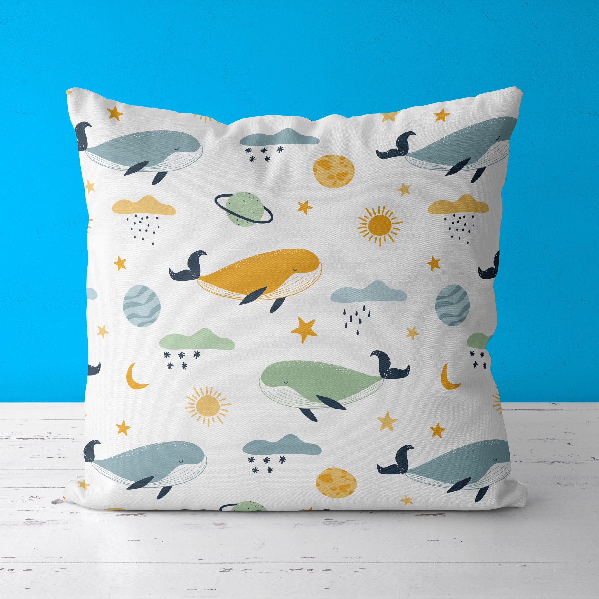 Kids & Nursery Throw Pillow - Whale Gliding