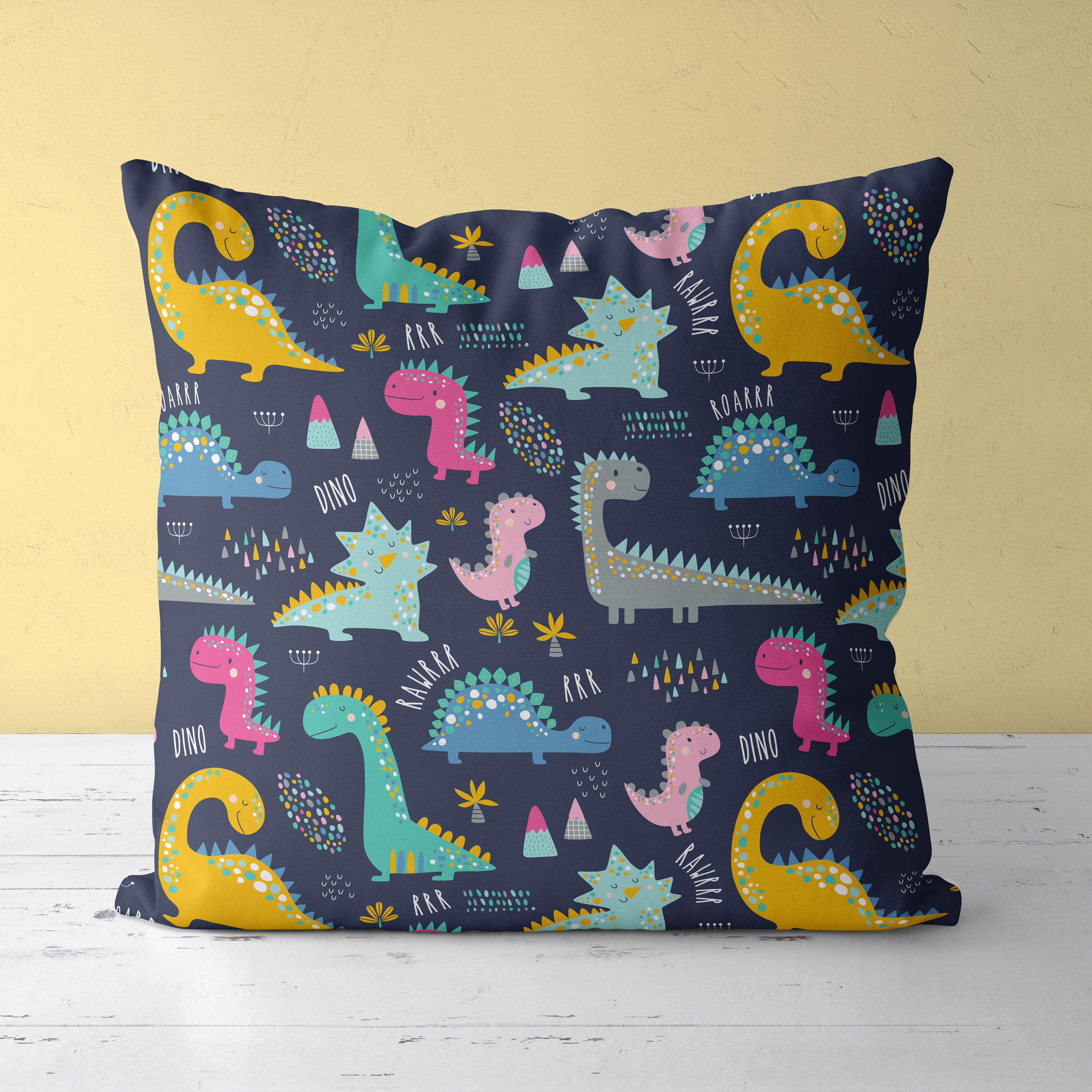 Dinosaur Kids & Nursery Throw Pillow - Megabites