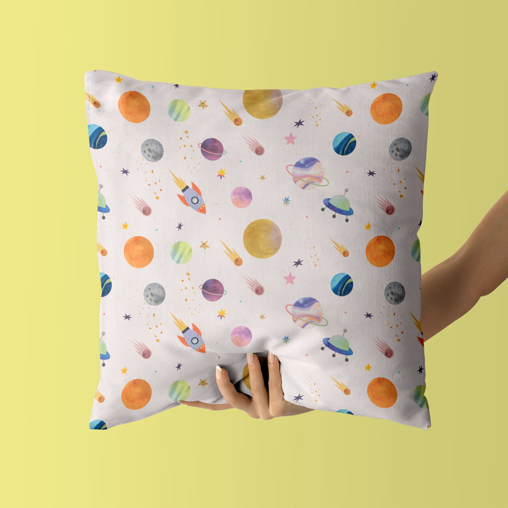 Space Kids & Nursery Throw Pillow - Marbled Planets