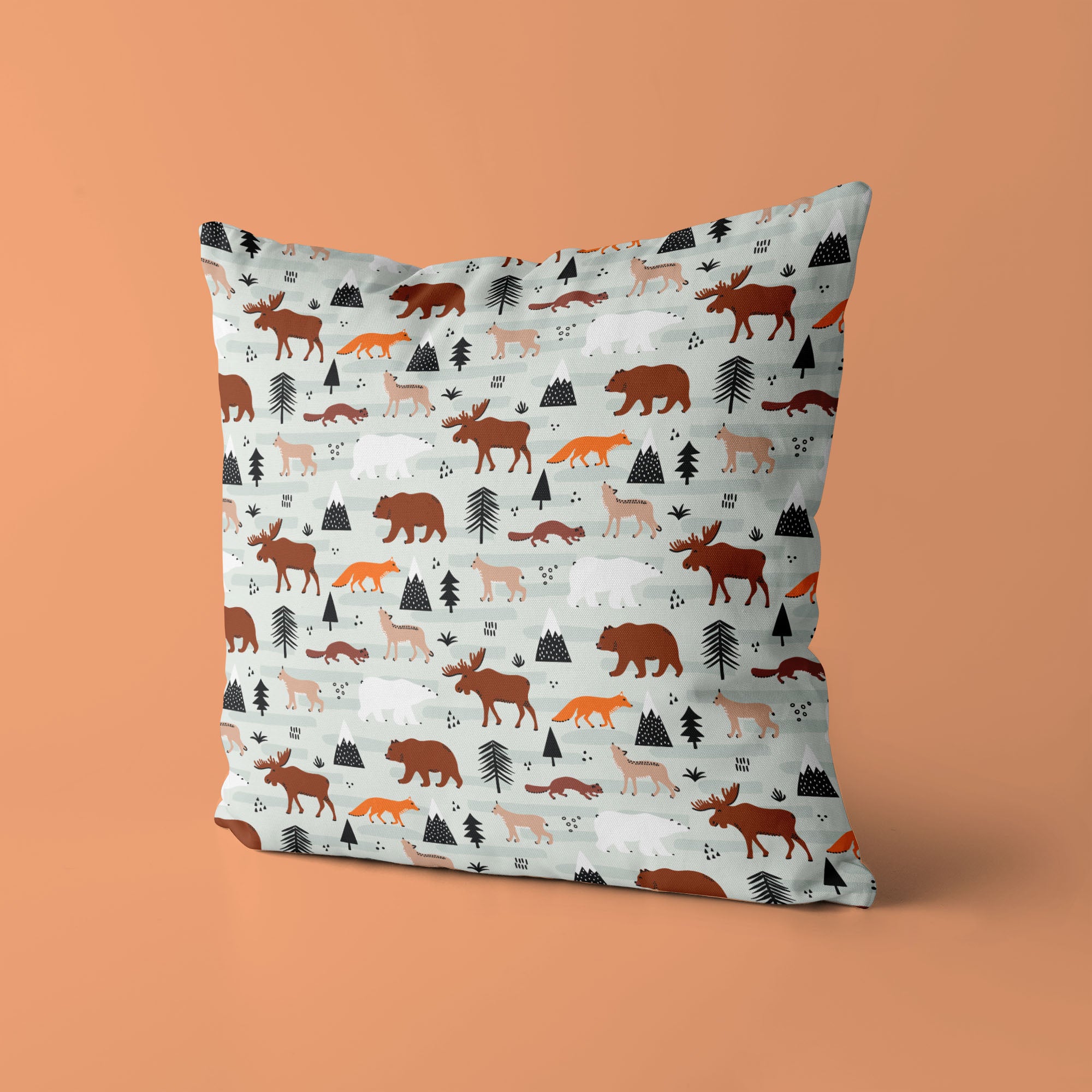 Animals Kids & Nursery Throw Pillow - Snowy Tracks