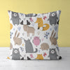 Animals Kids & Nursery Throw Pillow - Animal Playmates